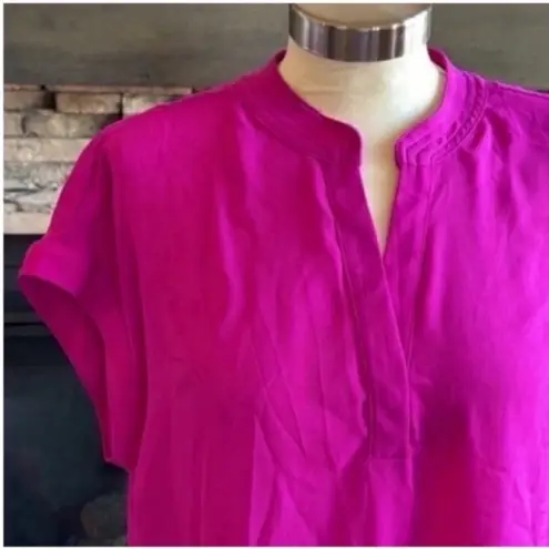 Cynthia Steffe Pink Blouse Relaxed Fit Notched Collar