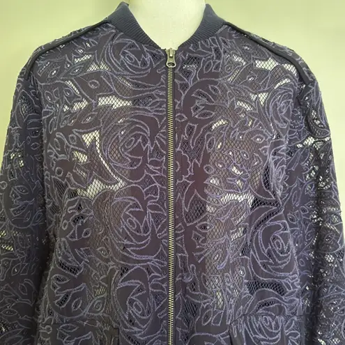 Elevenses Elevenes Anthropologie Lace Zipper Front Jacket