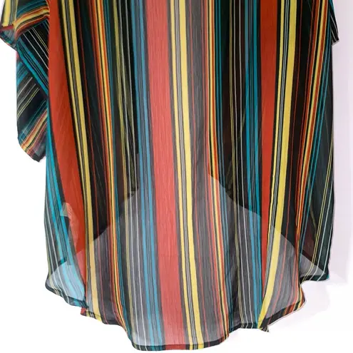 Band of Gypsies  XL Sheer Cardigan Striped Open Front Swim Cover Kimono