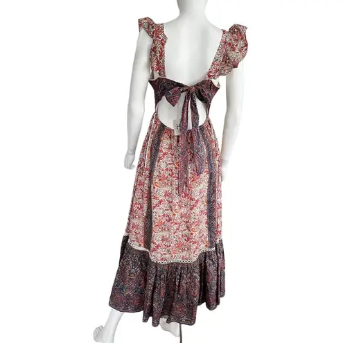 Haute Hippie NWT Boho Fairy Floral Flutter Sleeve Maxi Dress open Back Size 6