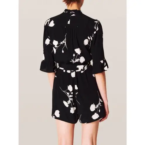 Ba&sh Penny Floral Belted Romper Black and White Size 6