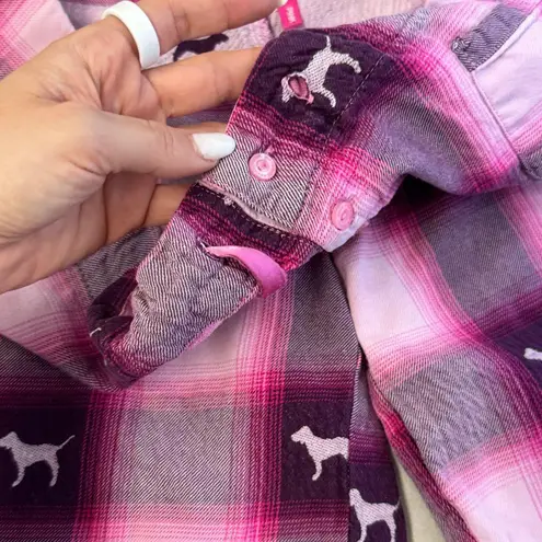 PINK Women size XS shade of pink pijama pants with pocket plaid dog print