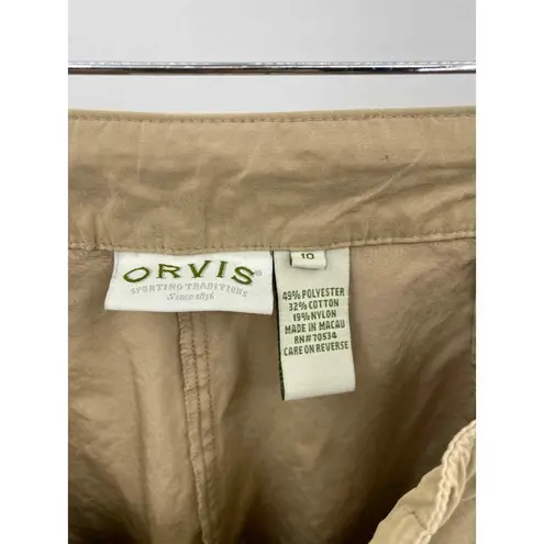 Orvis Pants Womens 10 Tan Khaki Cotton Polyester Blend Tie Waist Pockets
