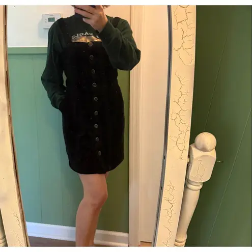 Denim Co Corduroy Button Front Pinafore Dress Black US 8 EU 40 Size M