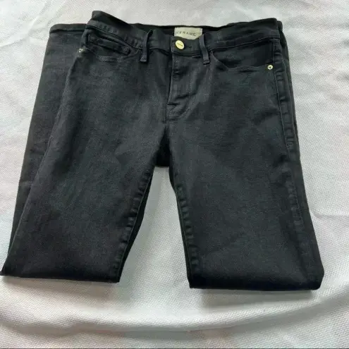 frame denim Frame Le Skinny De Jeanne Noir Coated Jeans size 27