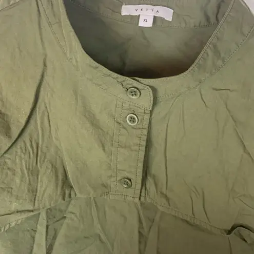 Vetta women's XL army green crop button up faux casual avant casual over lay