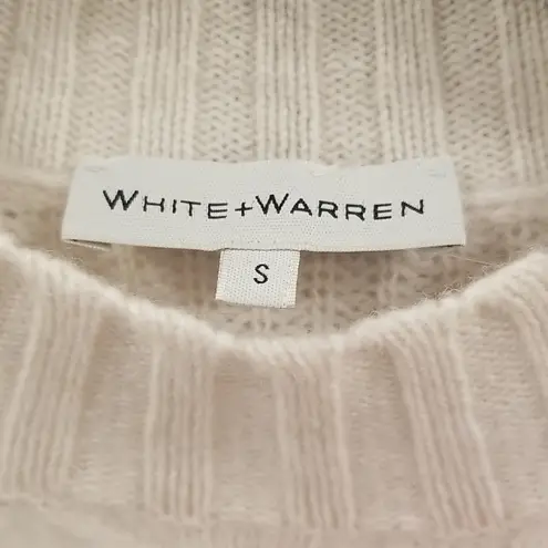 💕WHITE+WARREN💕 Cashmere Relaxed Cable Mockneck Sweater White Small S NWT - Image 11