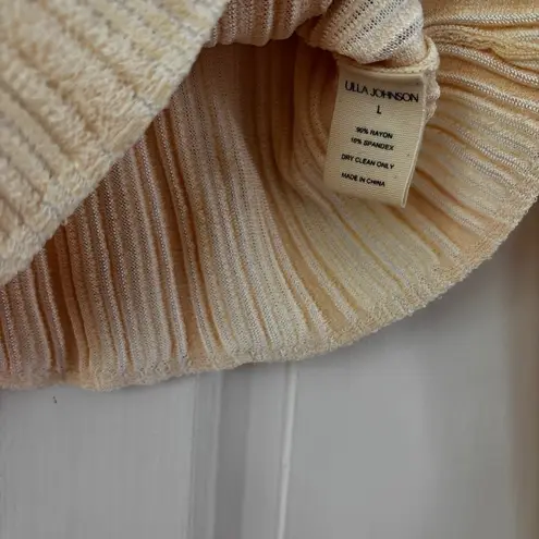 Ulla Johnson Lyana Pullover Cream Ivory Textured Rib Knit Sweater Top Size Large