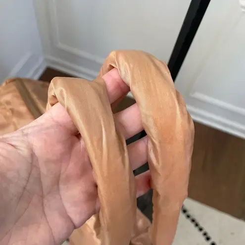 Vintage 70s 80s Bijoux Tan Puffy Nylon Bag Satchel Tote Purse Caramel Large