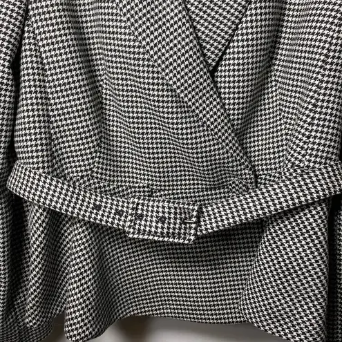LK Bennett NEW Nina Houndstooth Peplum Belted Blazer Jacket Black/White Sz 12 Black