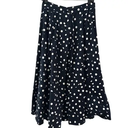 Kowtow Umbrella Skirt Polka Dots Navy & White Size 10 Blue