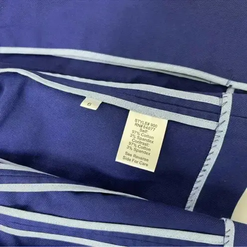 CAbi  Blue Canvas Blazer Gold Button Accents Set Size 6 Skirt 8