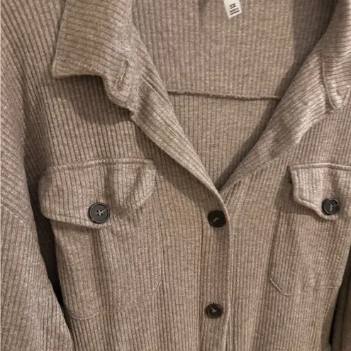 Zenana  Pumpkin Spice and Everything Nice Shacket Mocha Brown Pockets Plus 3X