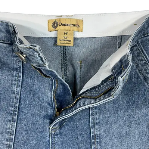 Democracy SZ 14 "Ab"technology Wide Leg Jeans Stretch Frayed Hem Hi-Rise Pockets