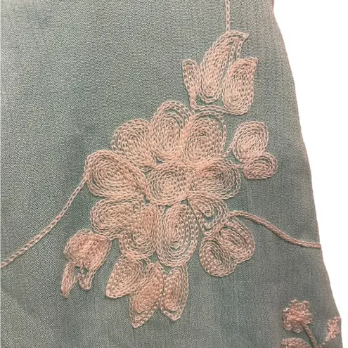 DEPT222 Blue White Hippie Coastal Beach Tropical Boho Floral Embroidered Blouse Size undefined