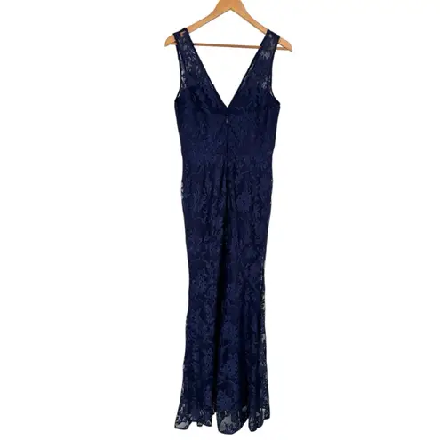 Maniju Baltic Born Navy V Neck Gown size Large Pearls V Back Long Formal NWT