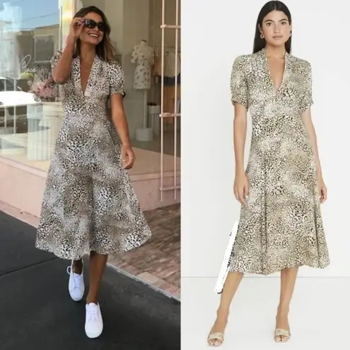 Faithfull the Brand Meadows Midi Dress in Signe Animal Print Size 6 Summer