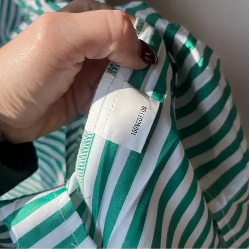 Petal and Pup Yasminie Green White Striped Shirred Maxi Dress S