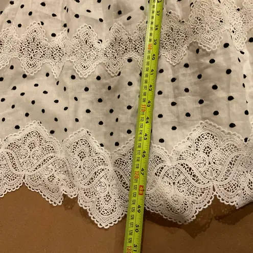 Zimmermann NWT 2016 linen white Empire black Dot Apron midi high low Dress AUSZ2