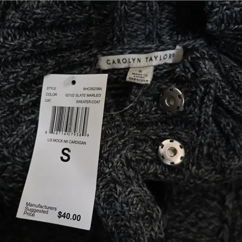 Carolyn Taylor Womens S Mock Neck Cardigan Sweater NEW