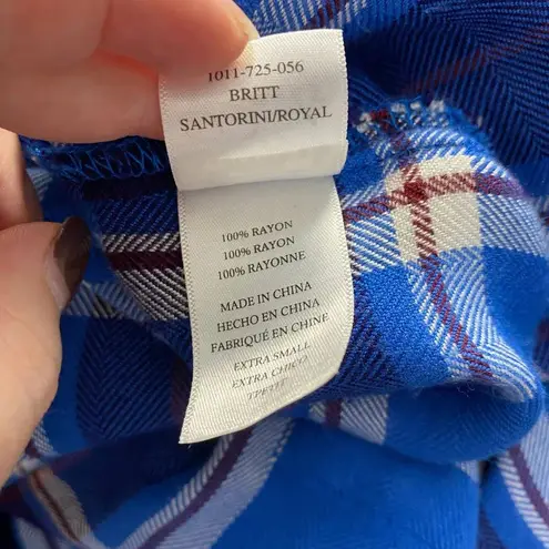 Rails Britt Plaid Cap-Sleeve Shirt in Santorini Royal Blue Size US XS