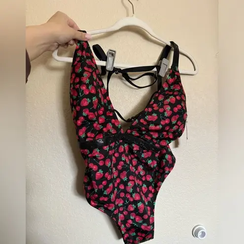 Victoria's Secret Victoria Secret One Piece Swimsuit Sz Large Cherry Strawberry Plunge Lolita‎ NEW