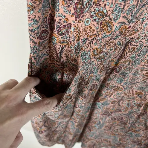 J Jill Womens Pink Brown Paisley Sleeveless V