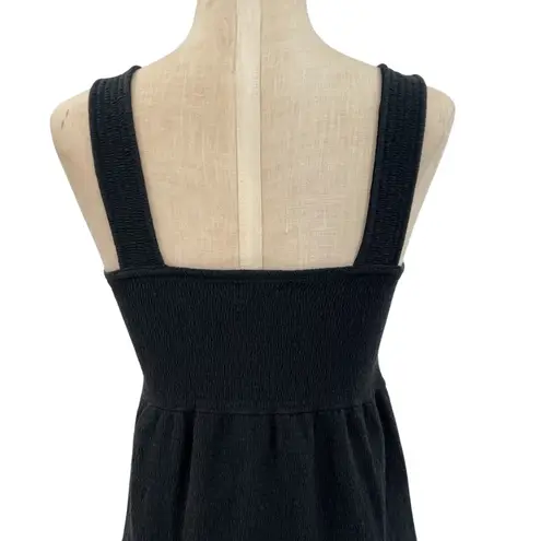Nation Ltd Harmony Dress Smocked Mini Sleeveless Pima Cotton Black Size Medium