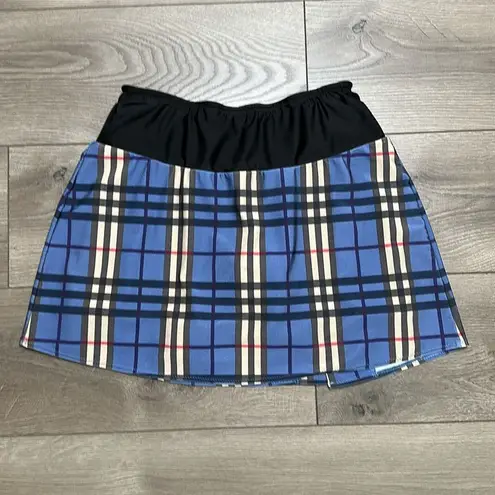 SparkleSkirts 15” High Rise Blue Plaid Running Tennis Skirt Skort Size Medium