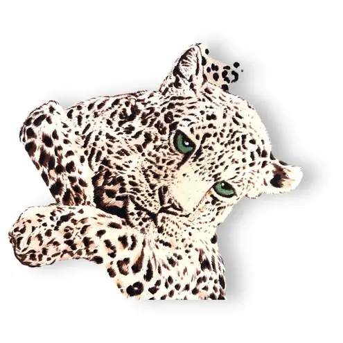 Michii moon for Sanyo oversized large animal printed art silk scarf Black