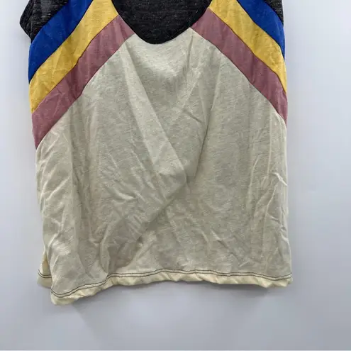 Modcloth  x Camp Collection Off White & Gray Rainbow Stripe Tank Top Sz L