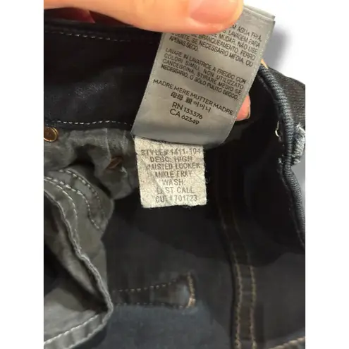 Mother High Waisted Looker Ankle Fray Denim Jeans 26 Last Call Dark Wash Minimal Blue