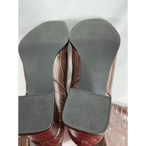 Womans Suedi Pullon Knee High Boots 7 Brown 1/2 Zip Square Toe Block Heel NWOT