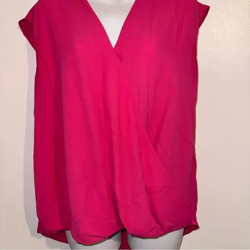 Halogen  Pink Faux Wrap Around Top Bright Pink Size Medium