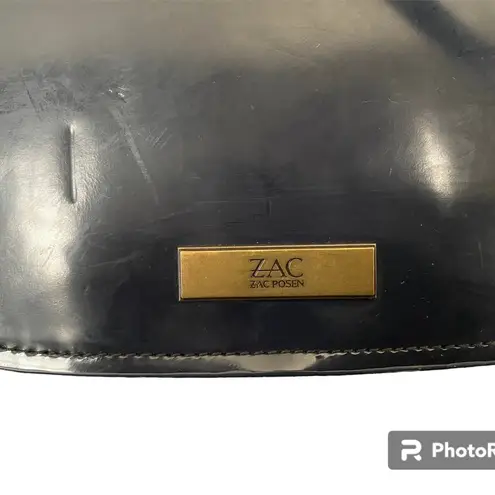 Zac Posen Eartha Accordian Black Fury Navy Leather Crossbody Shoulder Bag w/COA