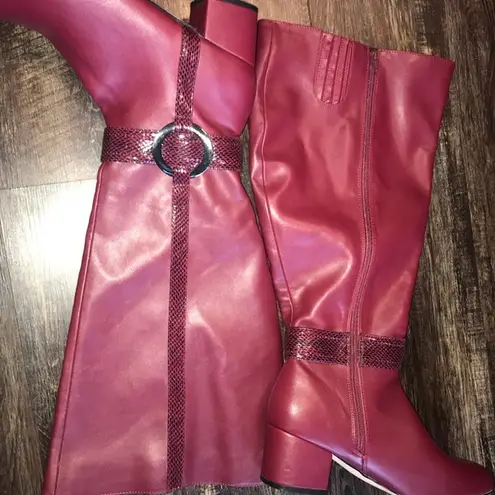 Comfortview  Burgundy Plus Size Wide Knee High Boots Size 11W