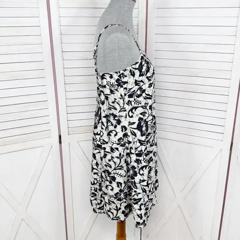 Far Away Tropical Floral Print A Line Sundress Cream Black Small