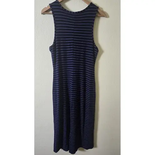 Marine layer Lexi Daytime Midi Knit Rib Tank Dress Size Large Navy White Stripe