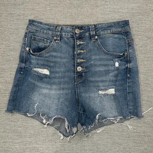 Altar'd State Altar’d State button fly distressed high waisted denim shorts size 27