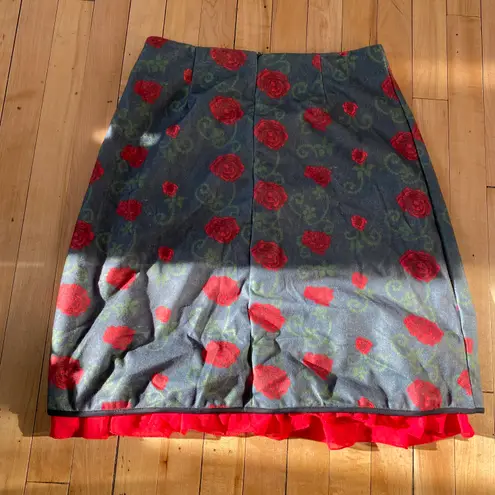 Flannel Gothic Rose Skirt Gray Size 2X