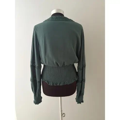 Scarlet Darkness Top Size Large Green Peasant Dark Romance Renaissance Goth