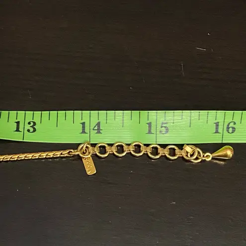 Crescent Vintage MONET Ruffled Bar Pendant Choker Gold tone Necklace