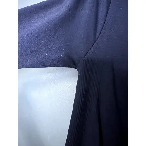 GG's Fashion Sports Zip Up Sweater Blue Tight Fitting Ribbed Sides Size XS/S