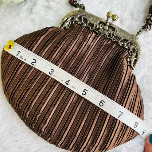 Silk Satin Evening Handbag Retro Vintage with Pearl like Handle