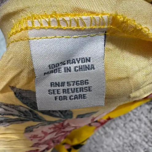 NWT Pacific Vibes Womens 2XL Yellow Floral Maxi Sundress Spaghetti Straps Ruffle Size XXL