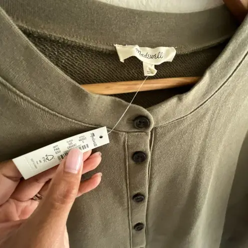 Madewell  (Re)sourced Terry Henley Green Sweatshirt Womens Small