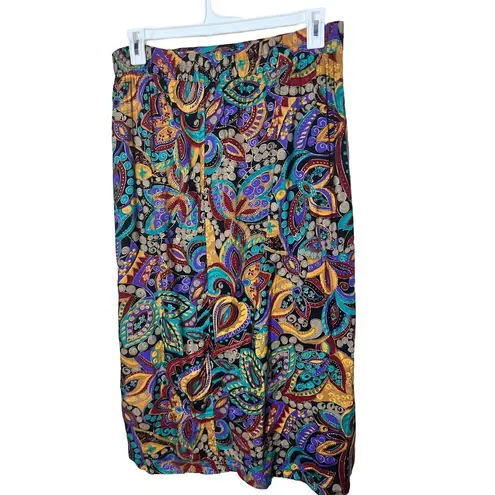EXPOSÉ Skirt Womens Size Small Paisley Maxi ALine Pleated Vintage USA Boho Purple