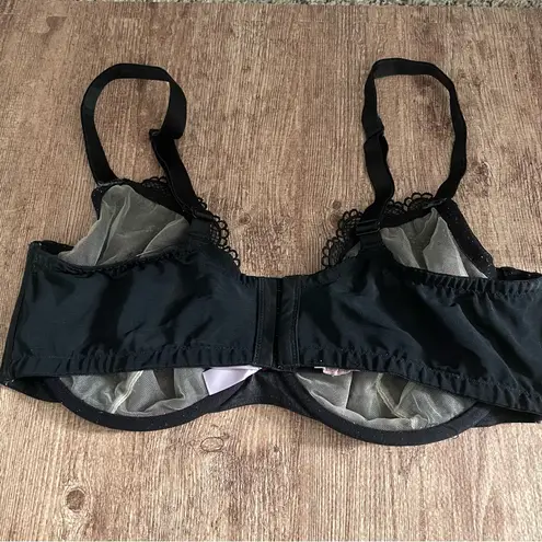 Savage X Fenty Renaissance Rose Unlined Demi Bra Black Caviar Size 38G Red