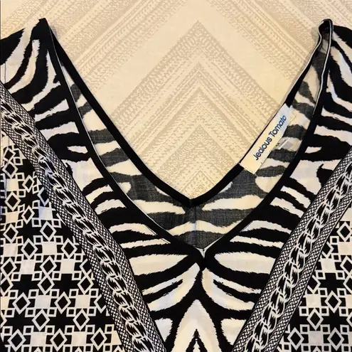 Jealous Tomato Black & Blue Mixed Print Sleeveless V-Neck Top – Size M