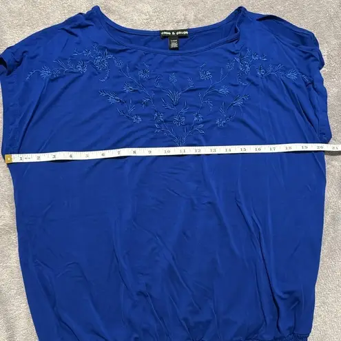 Cable & Gauge Royal Blue Embroidered Top with Cold Shoulder- Size M - NWOT